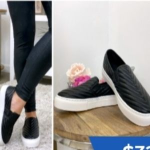 Quilted platform slip on sneaker